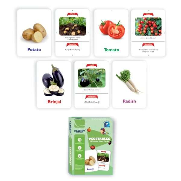Clapjoy Vegetables flash card for kids of age 2 years and Above