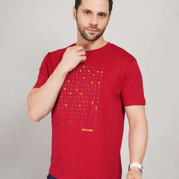 Go Vibe Round Neck T-shirt -Go Vibe Matrix - Maroon Colour