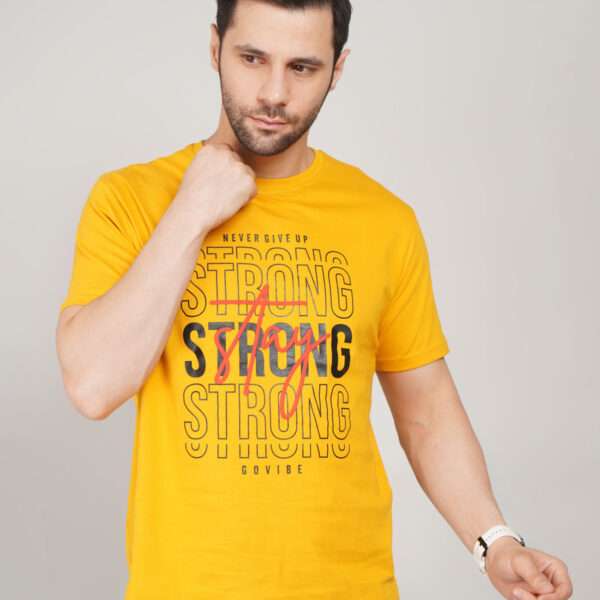 Go Vibe Round Neck T-shirt - Strong - Mustard Colour
